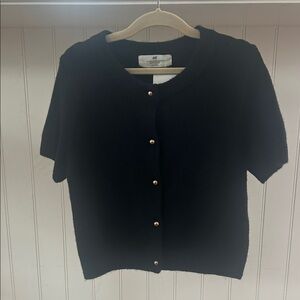 H&M Black Button Down Short Sleeve Top